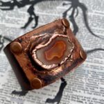 Leather Bracelet with a Copper Electroformed Laguna Agate