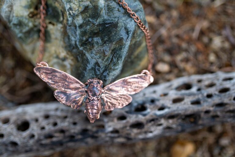 Handmade-Copper-Cicada-Pendant-Necklace