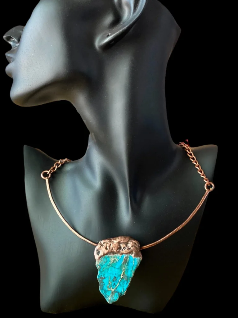 Handmade Jewelry | Copper E-Formed Gem Silica Pendant Necklace