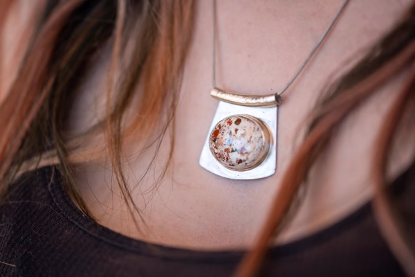 Handmade Sterling Silver Brecciated Jasper Pendant Necklace