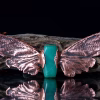 Hnadmade Electroformed Cicada Aventurine Coffin Pendant Necklace