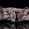 Handmade electroformed cicada unakite coffin cabochon necklace