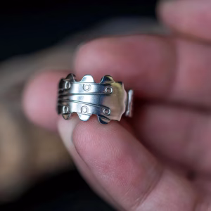 Handmade stainless steel silver guitar ring