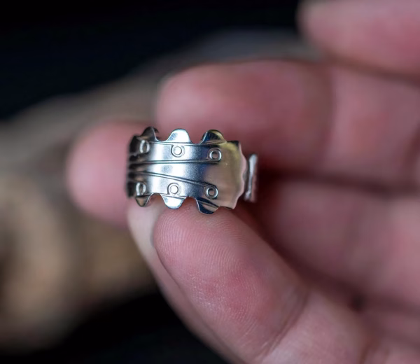 Handmade stainless steel silver guitar ring