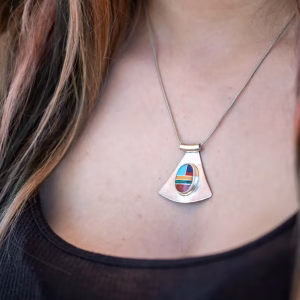 Handmade Sterling Silver Pendant Necklace with inlay