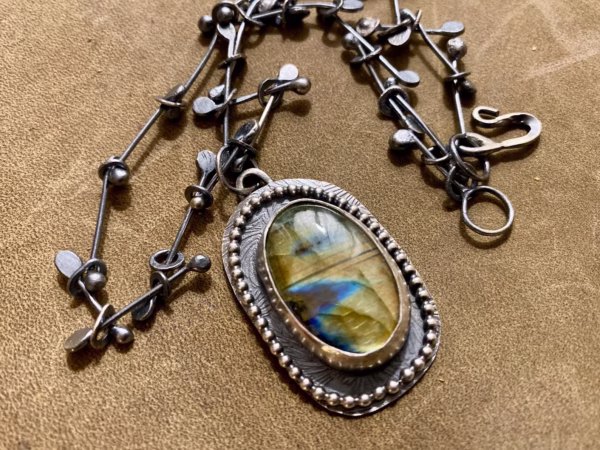 Handmade Sterling Silver Labradorite pendant necklace
