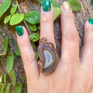 Electroformed Laguna Agate Ring