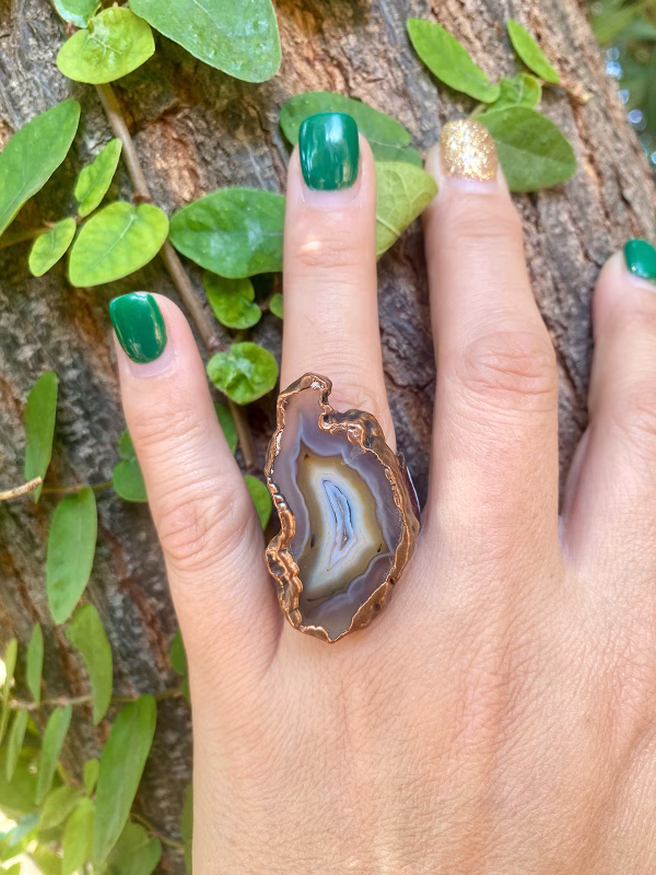 Electroformed Laguna Agate Ring