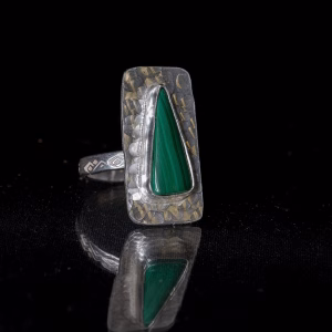Sterling Silver Ring with Malachite