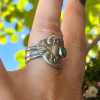 vintage silver plate spoon ring with malachite
