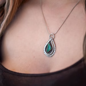 Silver Malachite Pendant Necklace
