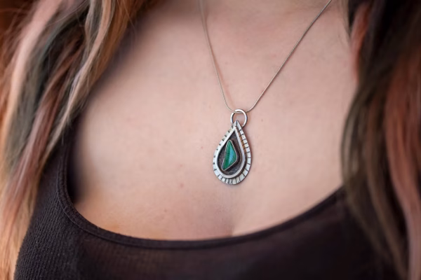 Silver Malachite Pendant Necklace