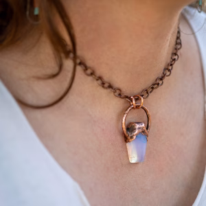 Electroformed Opalite pendant necklace