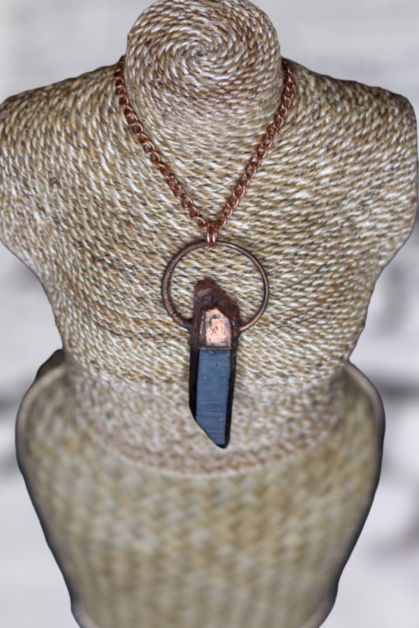 Smokey Quartz Copper eformed pendant necklace