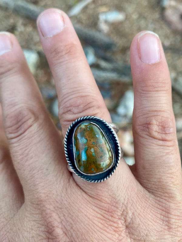 Handmade Sterling Silver Rare Basalt Chert Ring