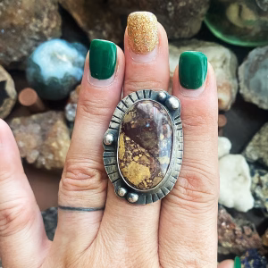 brecciated jasper sterling silver ring