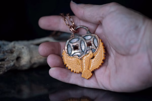 Handmade electroformed dove pendant necklace