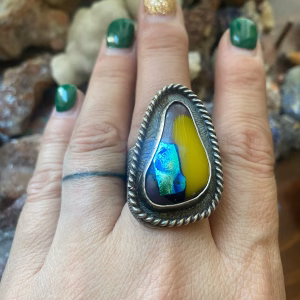 fused glass sterling silver ring