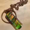 Handmade Copper Electroformed Infused Glass Pendant Necklace - Image 2