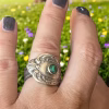 vintage silver plate spoon ring with malachite