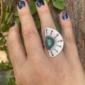 Silver Malachite ring size 7.5