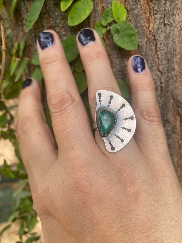 Silver Malachite ring size 7.5