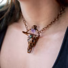Electroformed Copper Steer with Turquoise and Amethyst