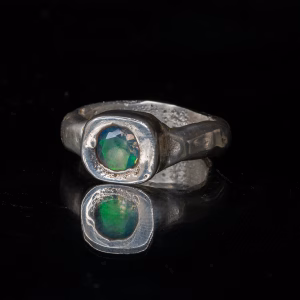 Ocean Opal Sterling Silver Ring Handmade