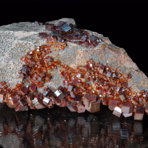 Red Orange Vanadinite Crystals on Matrix
