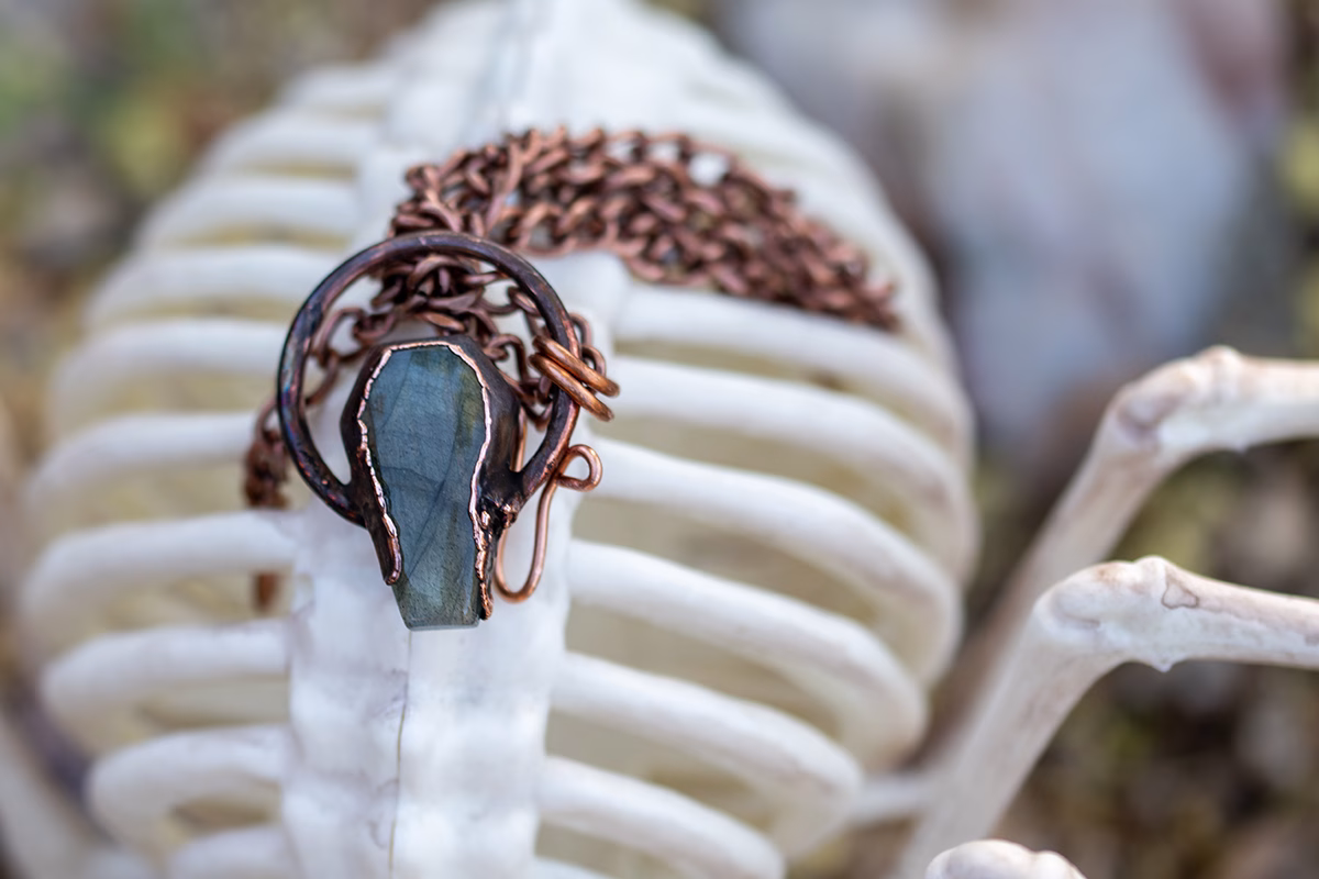 Handmade Electroformed Labradorite Pendant Necklace