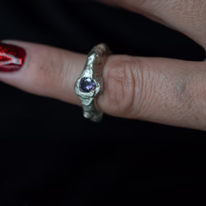 Silver ring with cultured amethyst