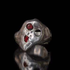 Silver Ring with Cultured Fire Opal