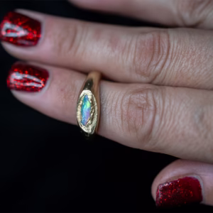 Handmade Gold Ring With Cultured Opal