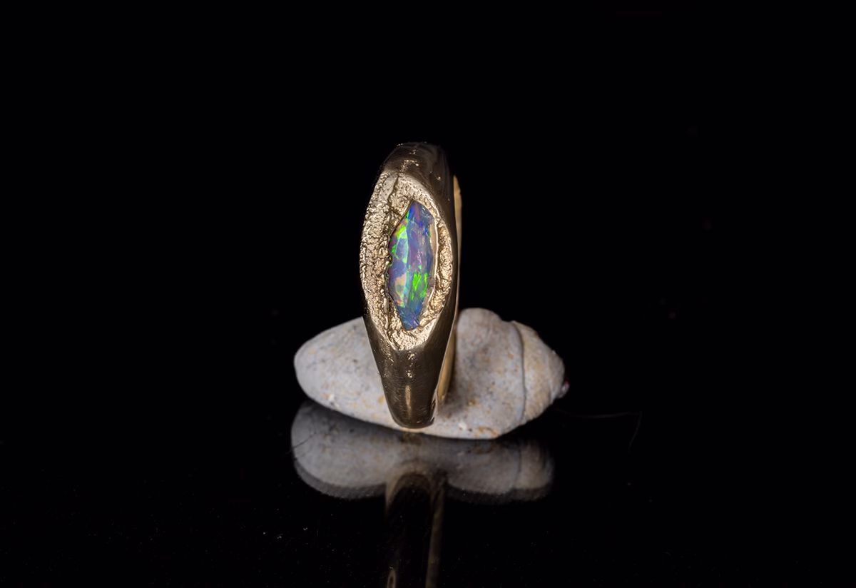 Handmade Gold Ring With Cultured Opal