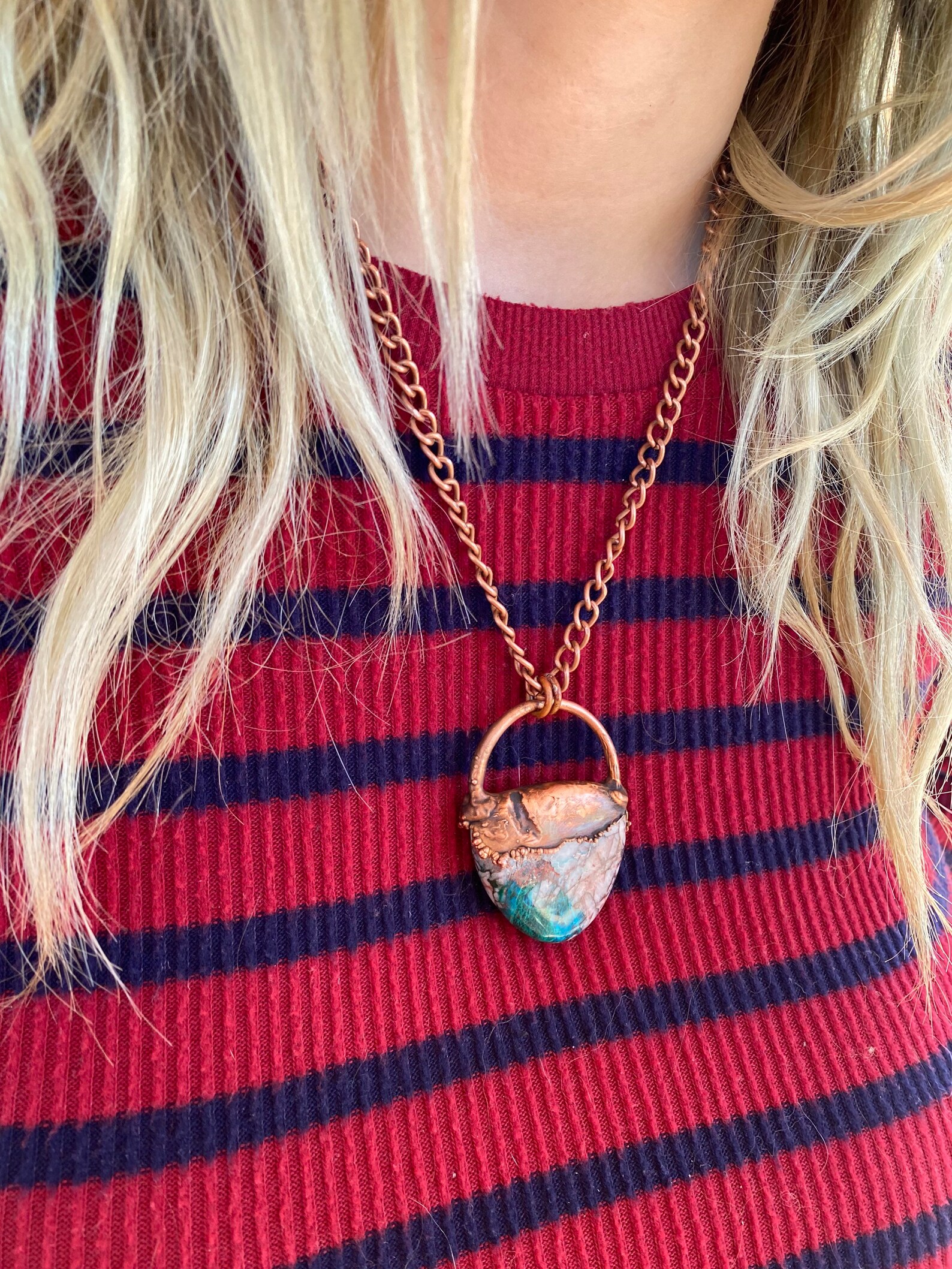 handmade electroformed gem silica pendant necklace